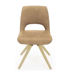 Hortense Chaise pivotante en tissu avec pieds en bois