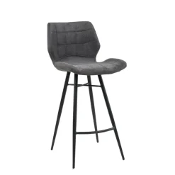 ImpiaTabouret design coque matelassée en tissu et pieds en métal noir