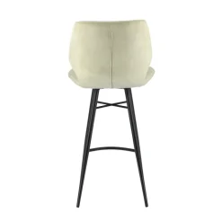 ImpiaTabouret design coque matelassée en velours et pieds en métal noir