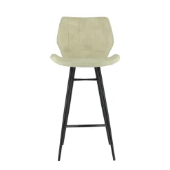 ImpiaTabouret design coque matelassée en velours et pieds en métal noir
