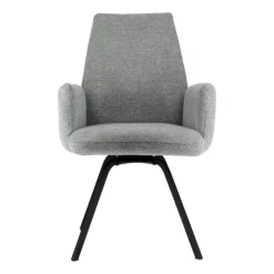 Jules Fauteuilconfortable en tissu avec dossier inclinable et pieds en métal