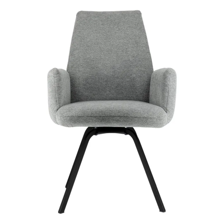 Jules Fauteuilconfortable en tissu avec dossier inclinable et pieds en métal