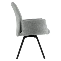 Jules Fauteuilconfortable en tissu avec dossier inclinable et pieds en métal