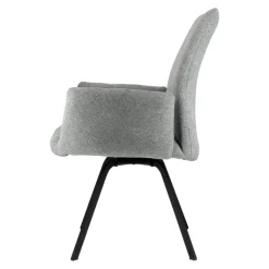 Jules Fauteuilconfortable en tissu avec dossier inclinable et pieds en métal