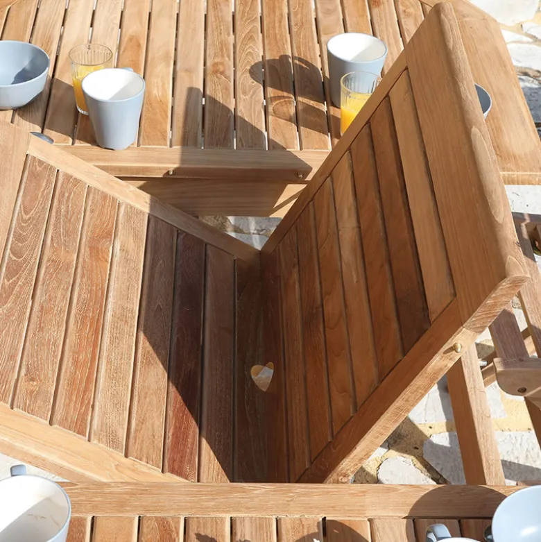 LandryTable de jardin ovale en teck extensible