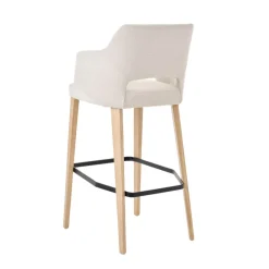 Lena Mobitec ® Tabouret de bar en tissu avec accoudoirs et pieds en bois