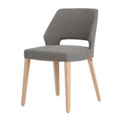 Lena Mobitec® Chaise ajourée en tissu et pieds bois style moderne