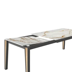 London Table en Dekton extensible avec pieds en métal et bois