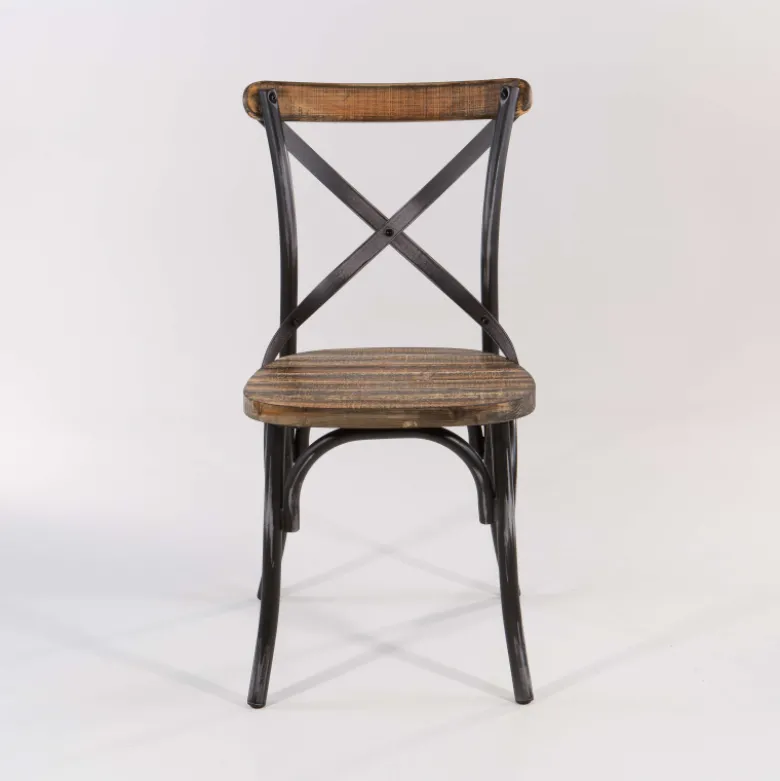 MadieChaise bistrot vintage en bois et métal noir patiné
