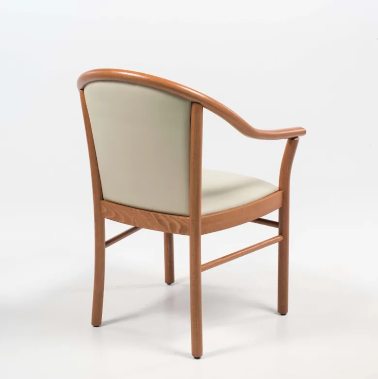 Manuela Fauteuil bridge en bois avec assise et dossier rembourrés