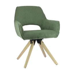 Marius Fauteuil cocooning pivotant en tissu avec pieds bois
