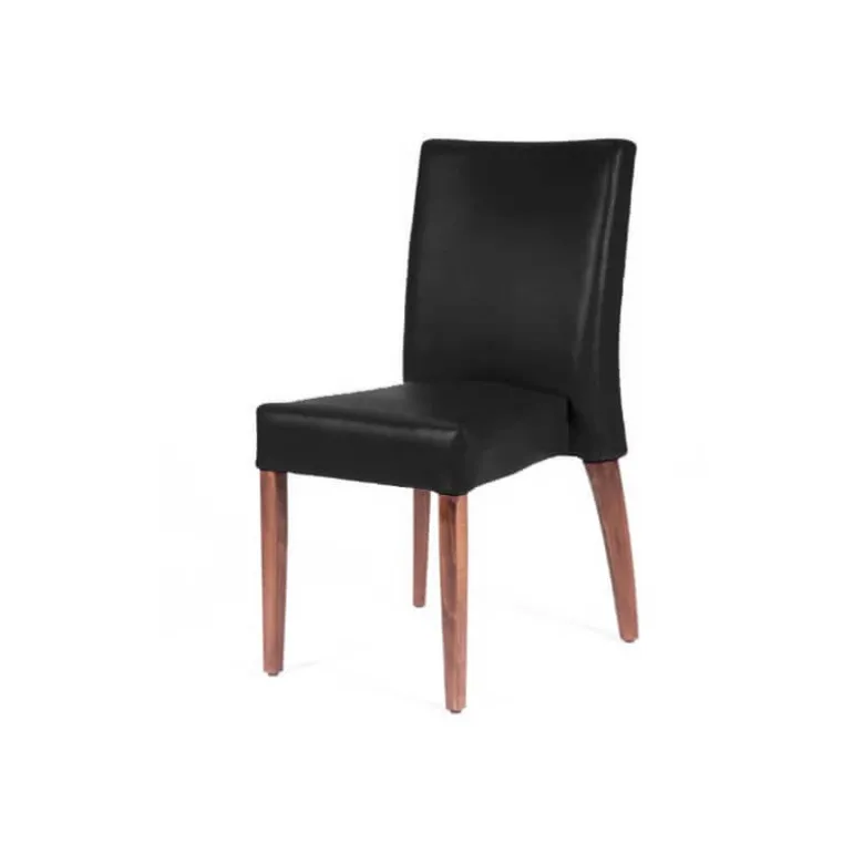 Matias stack Chaise confortable empilable en simili avec pieds en bois