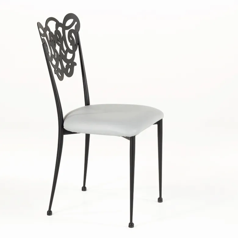 Milos Chaise provençale en métal assise synthétique rembourrée