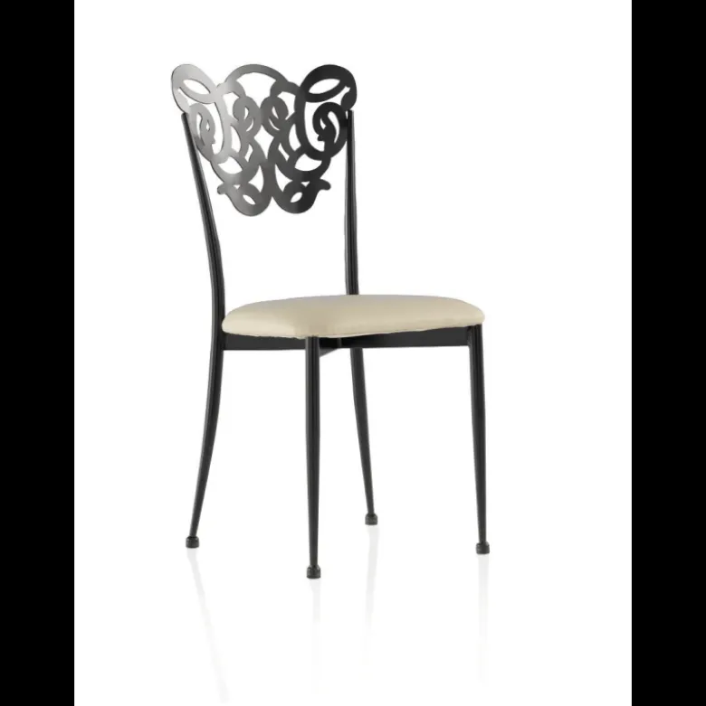 Milos Chaise provençale en métal assise synthétique rembourrée