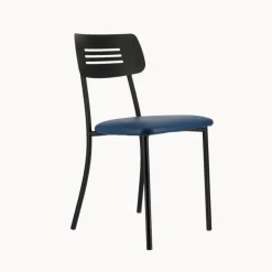 Miro 2 Chaise de cuisine en simili rembourrée avec pieds et dossier strié en métal
