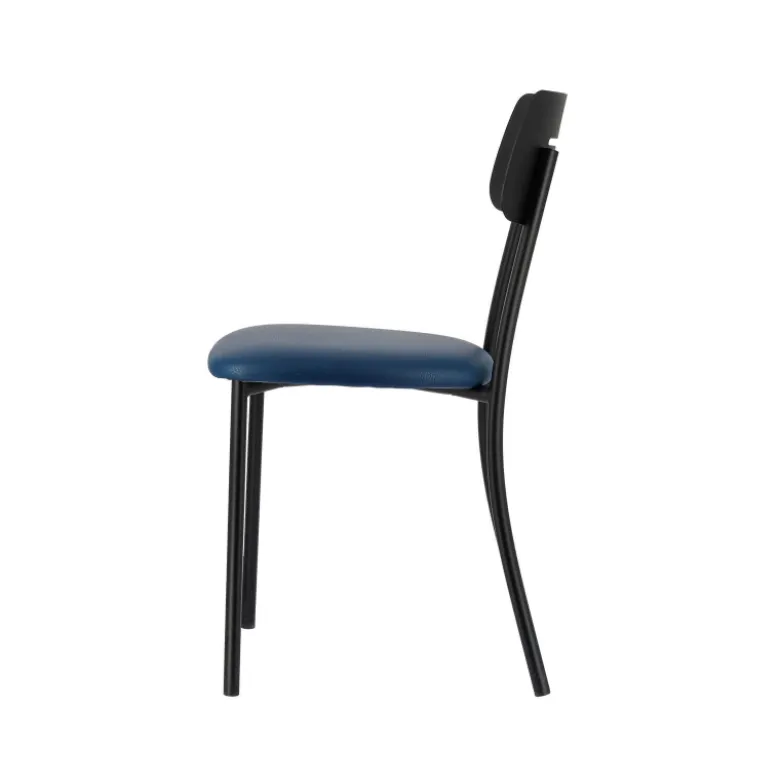 Miro 2 Chaise de cuisine en simili rembourrée avec pieds et dossier strié en métal