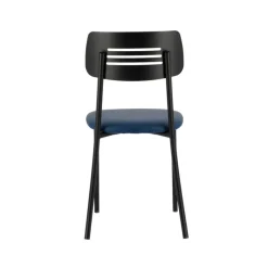 Miro 2 Chaise de cuisine en simili rembourrée avec pieds et dossier strié en métal