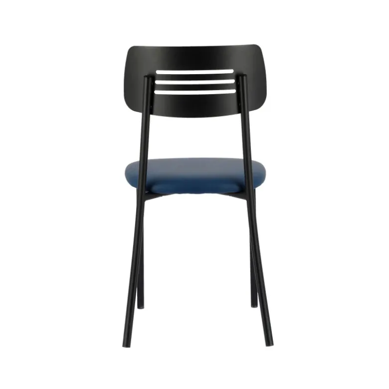 Miro 2 Chaise de cuisine en simili rembourrée avec pieds et dossier strié en métal