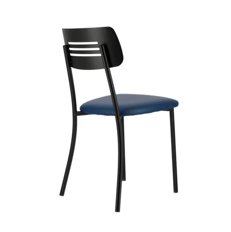 Miro 2 Chaise de cuisine en simili rembourrée avec pieds et dossier strié en métal