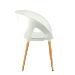 Moema Fauteuil design italien coque ajourée en technopolymère et pieds en bois