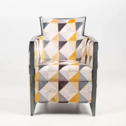 Nathan Fauteuil art déco fabriqué en France en tissu et bois massif