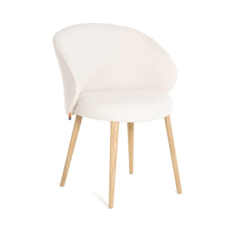 Neo Mobitec ® Fauteuil cosy confortable en tissu et pieds bois