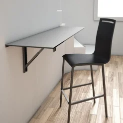 Nera Tabouret snack en métal et bois hauteur 65 cm