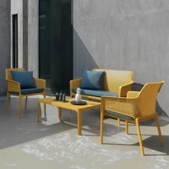 Net Table basse de jardin moderne avec plateau micro perforé 100 x 60 cm