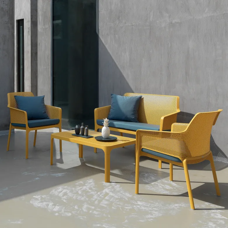 Net Table basse de jardin moderne avec plateau micro perforé 100 x 60 cm