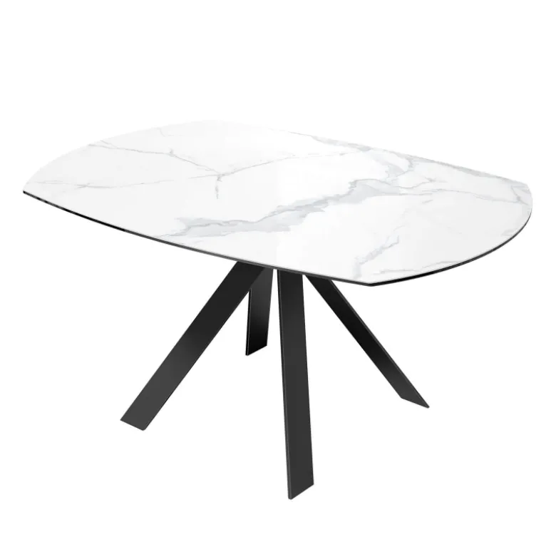 New AustinTable moderne en céramique extensible avec pieds en métal noir