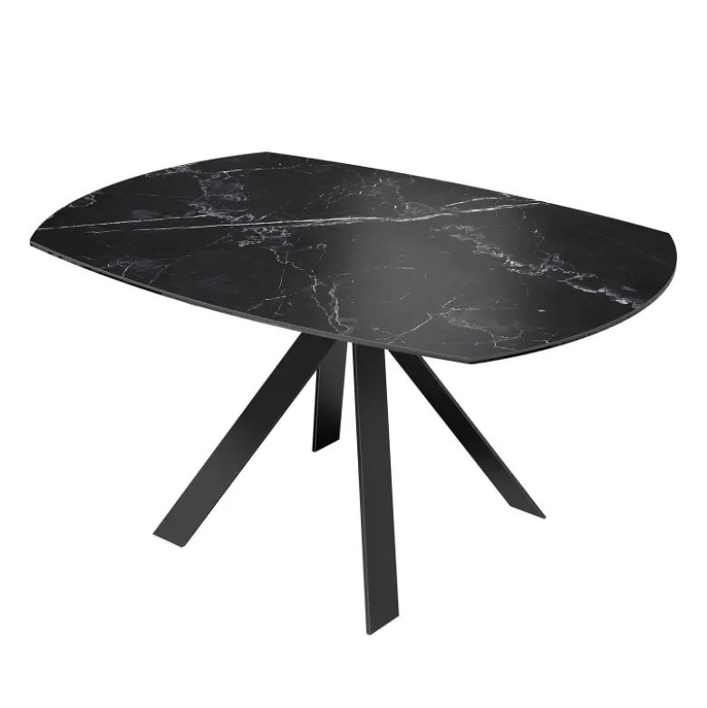 New AustinTable moderne en céramique extensible avec pieds en métal noir