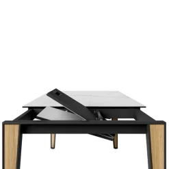 Okaso Table moderne extensible en céramique avec pieds bois et métal
