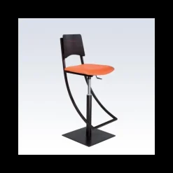 Ophélie Carrier® Tabouret réglable en métal et synthétique dossier bois wengé