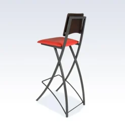 Ophélie Carrier® Tabouret snack contemporain pliant en métal et synthétique dossier bois wengé