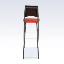 Ophélie Carrier® Tabouret snack contemporain pliant en métal et synthétique dossier bois wengé