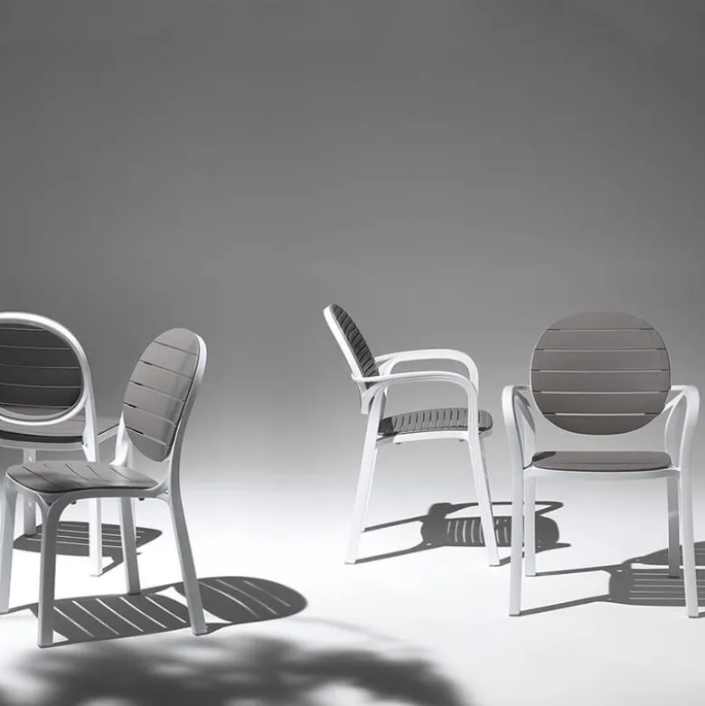 Palma Fauteuil de jardin en polypropylène coloris blanc et taupe