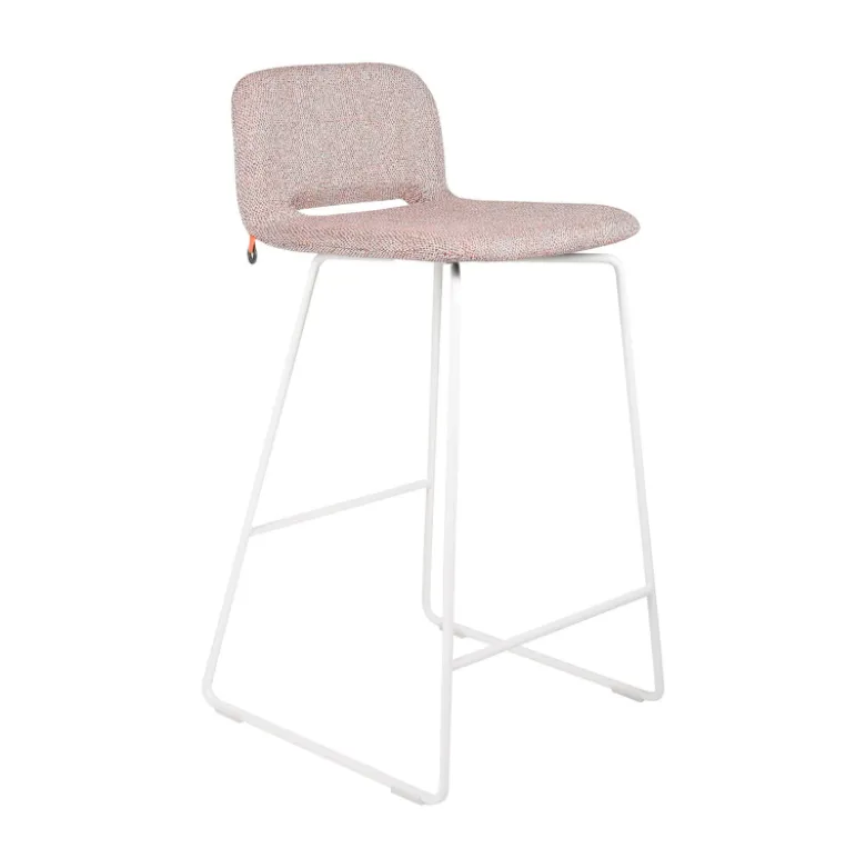 Pamp Mobitec ® Tabouret snack design en tissu avec dossier bas et pieds en métal