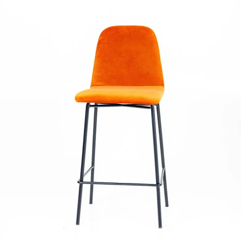 Pandora diamant Tabouret snack dos matelassé en tissu et pieds métal