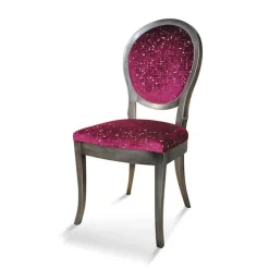 Pauline Chaise médaillon en bois massif et tissu fabrication française