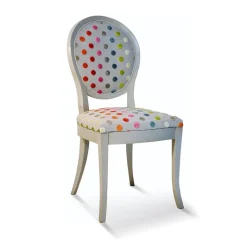 Pauline Chaise médaillon en bois massif et tissu fabrication française