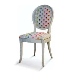 Pauline Chaise médaillon en bois massif et tissu fabrication française