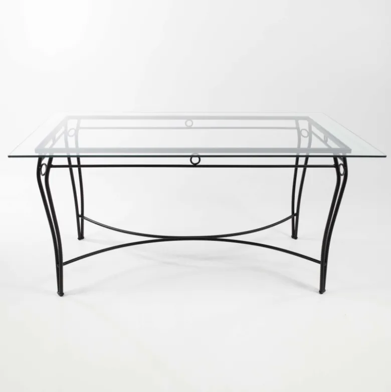 Pisa Table provençale en verre trempé et acier