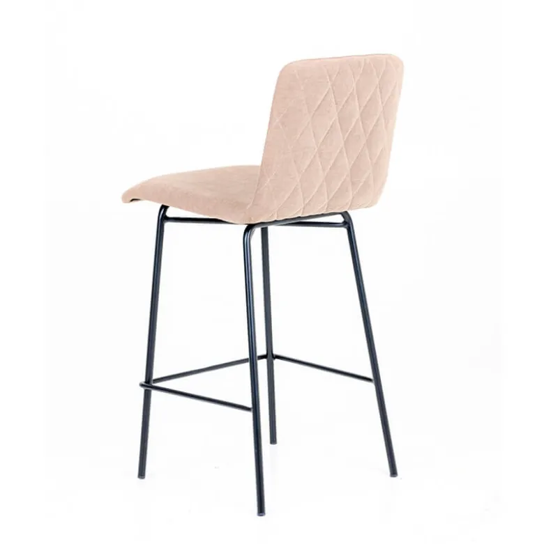 Plaza diamant Tabouret snack avec dos matelassé en tissu pieds en métal