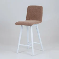 Plaza diamant Tabouret snack avec dos matelassé en tissu et pieds en bois