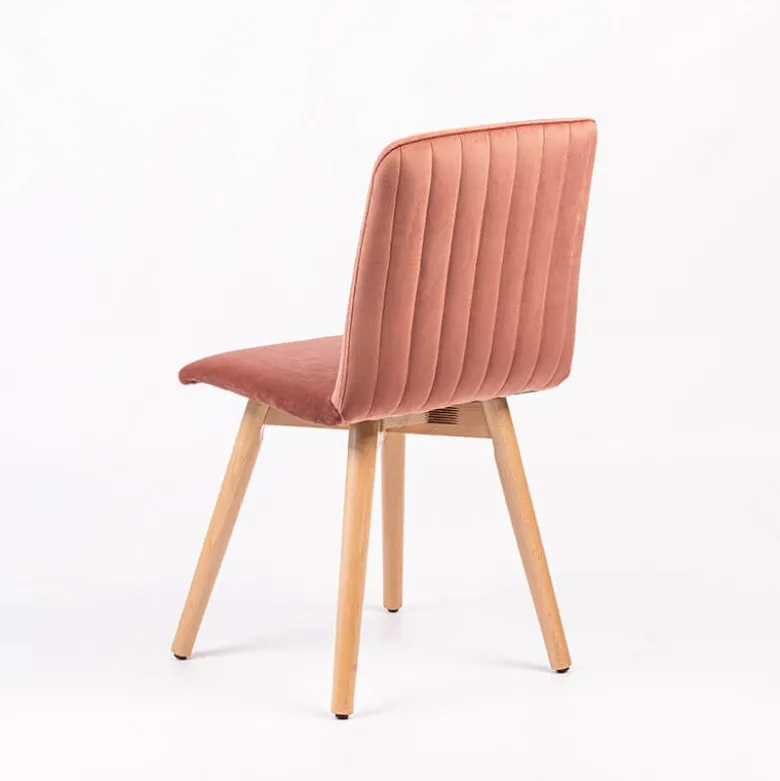 Plaza line Chaise en tissu avec dos matelassé et pieds en bois