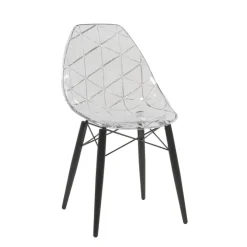 Prisma Chaise scandinave transparente avec pieds en bois