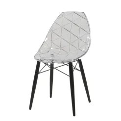 Prisma Chaise scandinave transparente avec pieds en bois