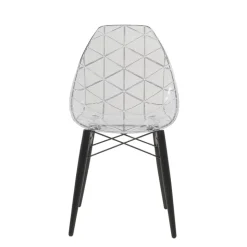 Prisma Chaise scandinave transparente avec pieds en bois