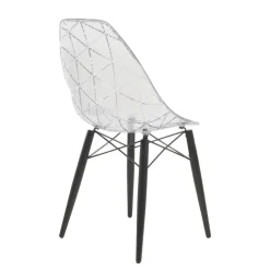 Prisma Chaise scandinave transparente avec pieds en bois