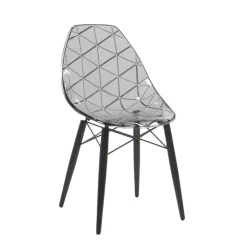 Prisma Chaise scandinave transparente avec pieds en bois